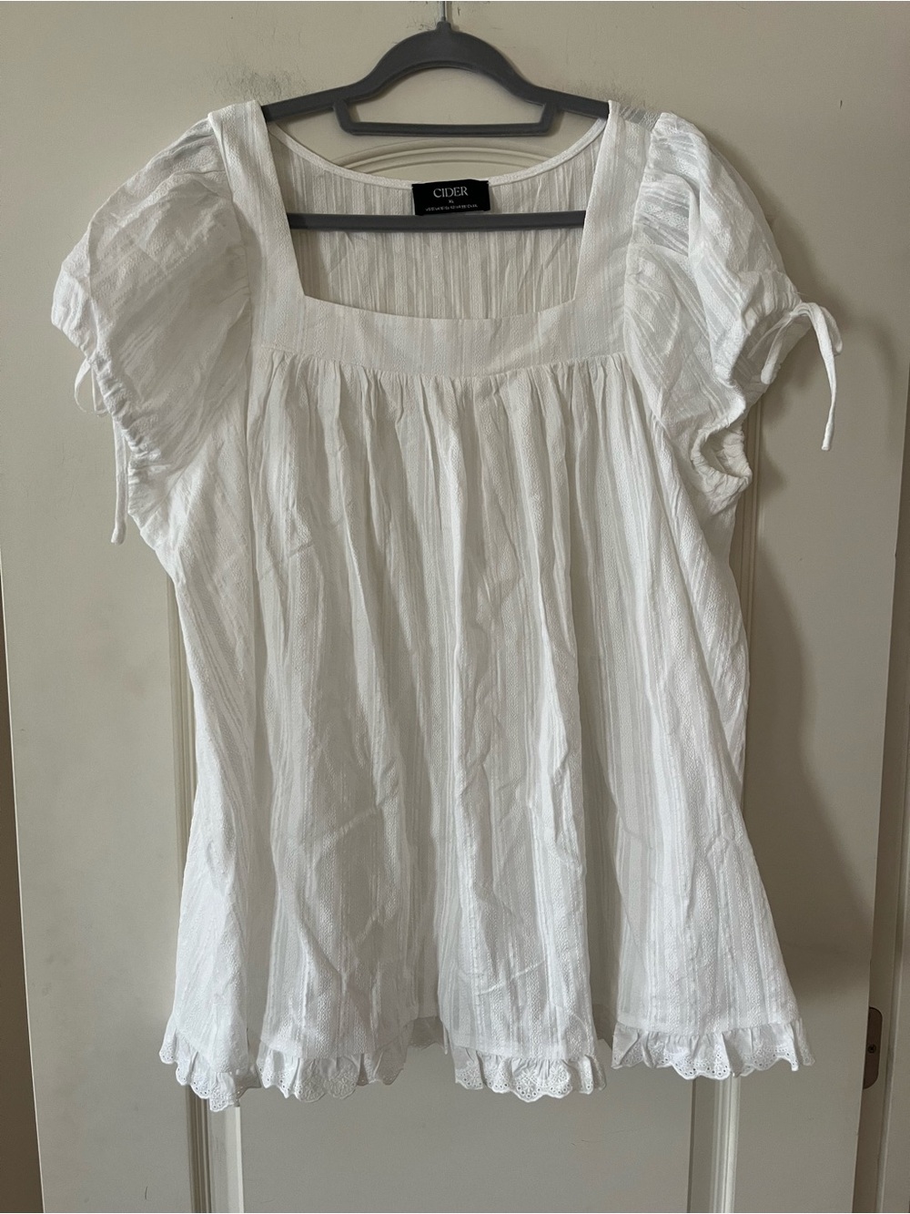 Cider Women's Bright White Square Neck Babydoll Dress Short Sleeve Size XL